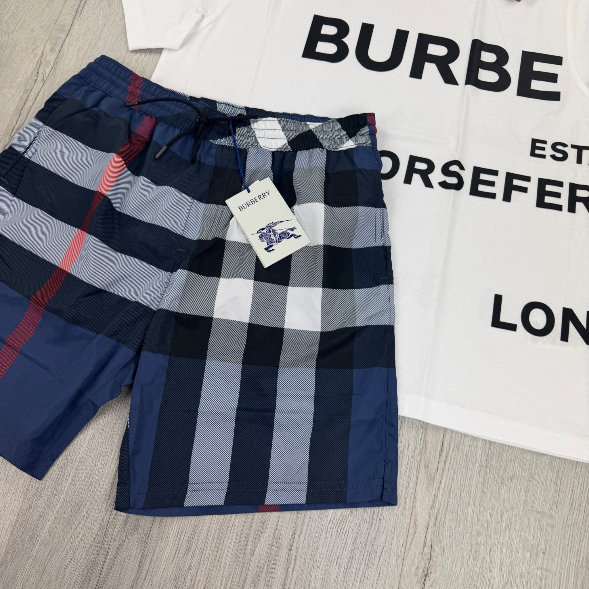 Burberry Men’s White T-shirt & Shorts Set - Morely TrendsBurberry Type here:)