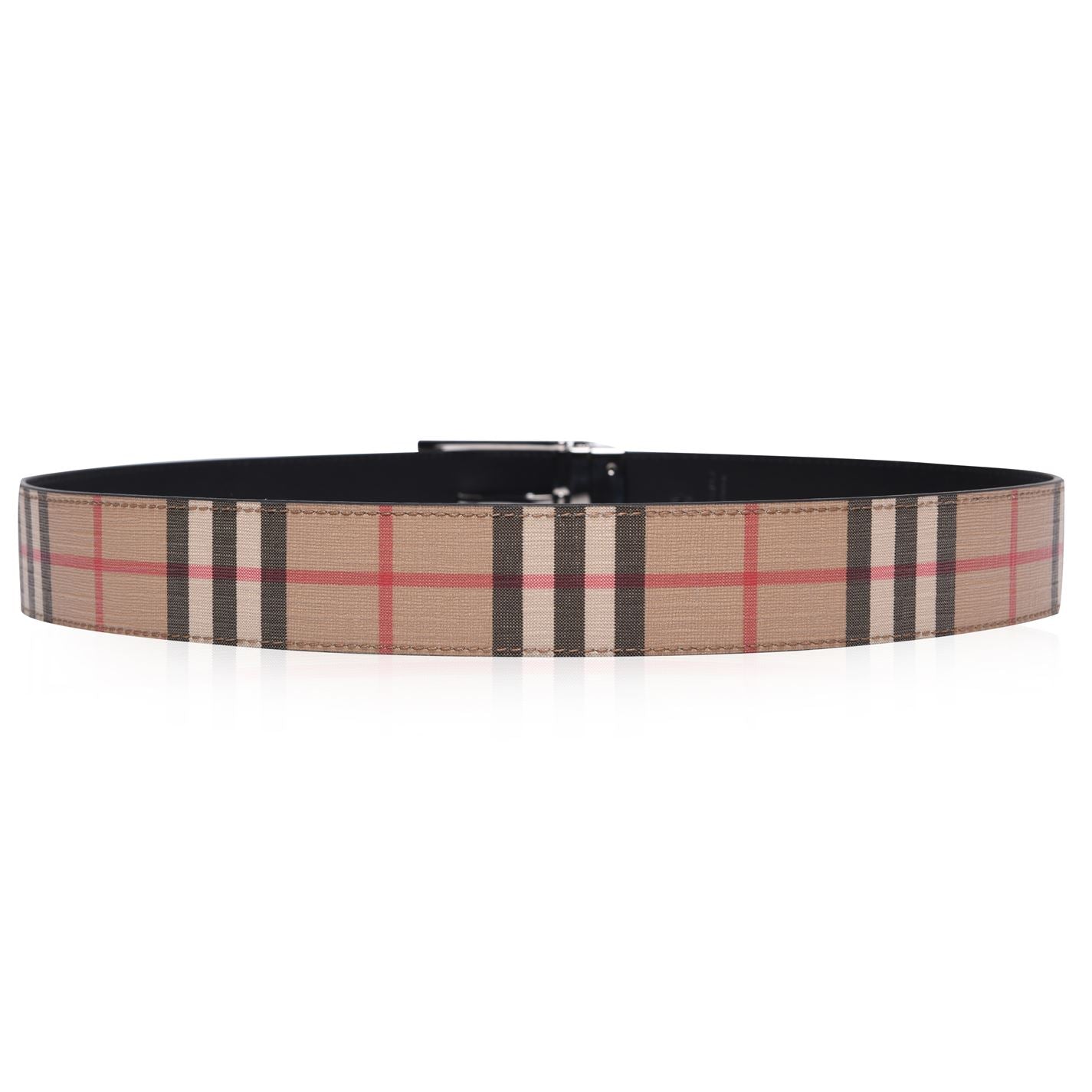 Burberry Reversible Vintage Check E-Canvas And Leather Belt