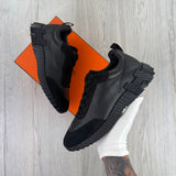 Hermes Men’s All Black Suede Bouncing Sneakers - 42.5 Fit Uk 8.5)