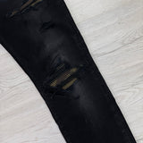 Amiri MX1 Men’s Black Distressed Core Camouflage Applique Jeans - Uk 36