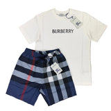 Burberry Men’s White T-shirt & Shorts Set