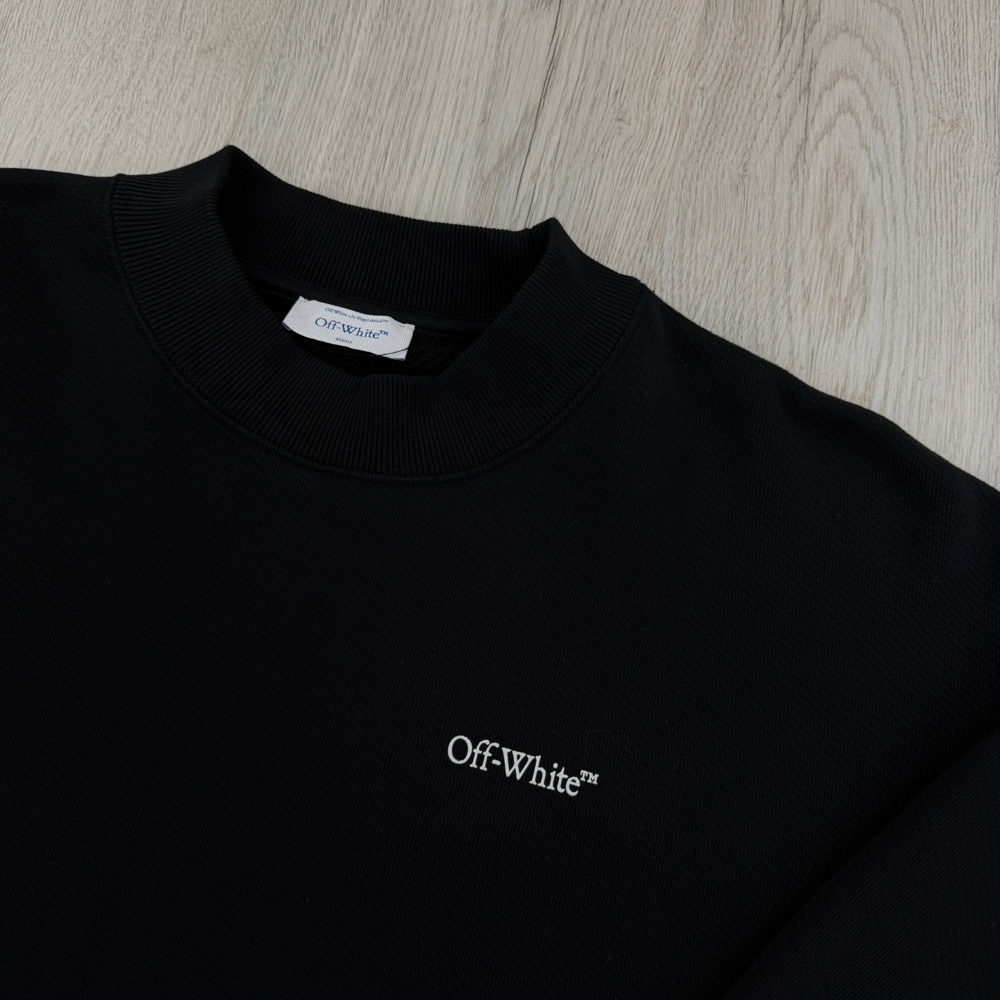 Off White Men’s Black Crewneck Jumper Oversized - Large - Morely TrendsOff white Type here:)