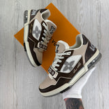 Louis Vuitton Men’s Moka Brown Monogram Flower Trainers - Uk 8 (Fit 8.5/9)