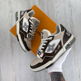 Louis Vuitton Men’s Moka Brown Monogram Flower Trainers - Uk 8 (Fit 8.5/9)