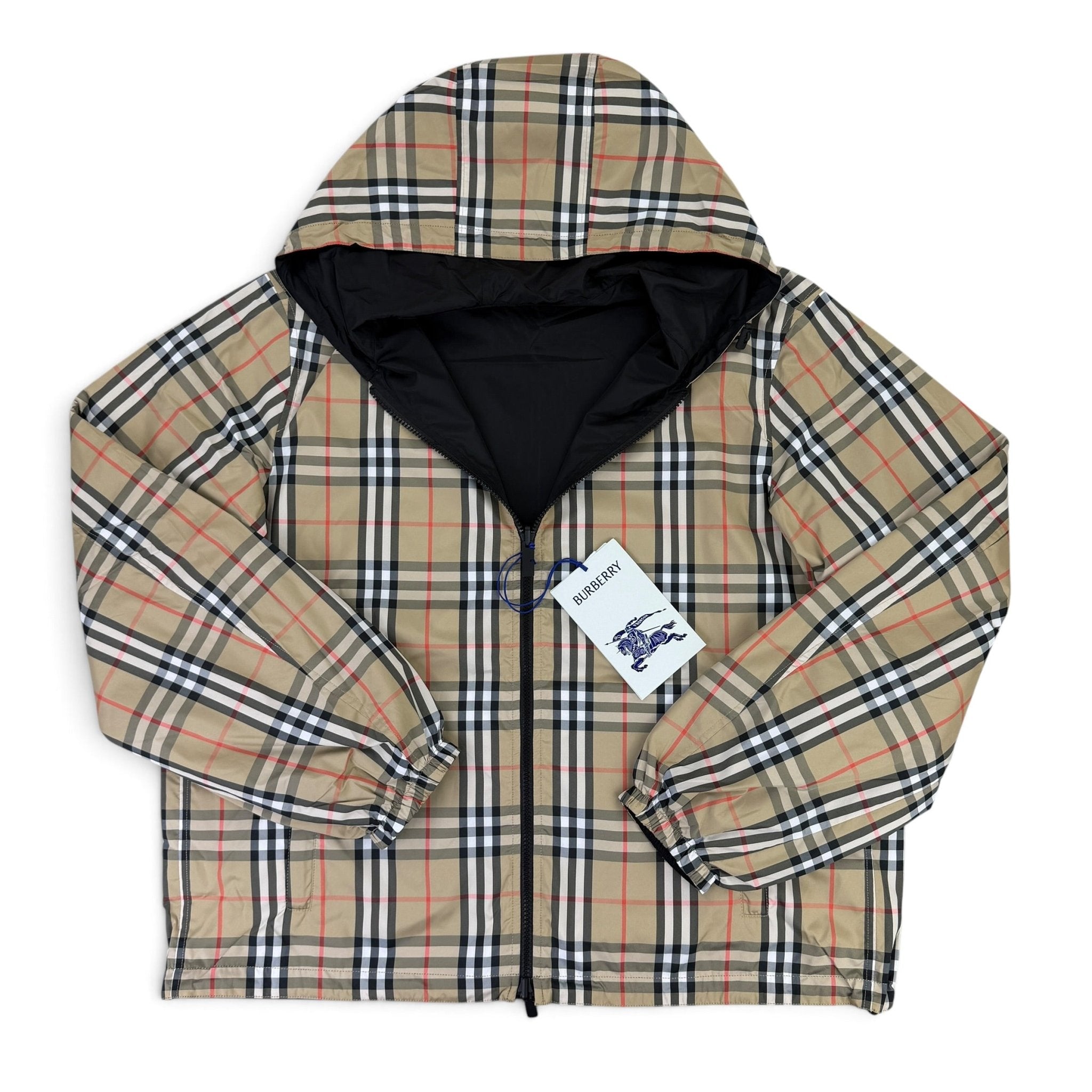 Burberry Men’s Vintage Check Reversible Windbreaker Jacket - Large - Morely TrendsBurberry Type here:)