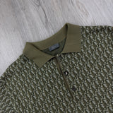 Dior Oblique Men’s Khaki / Olive Button-up Short Sleeve Polo shirt - Small (Fits Medium)