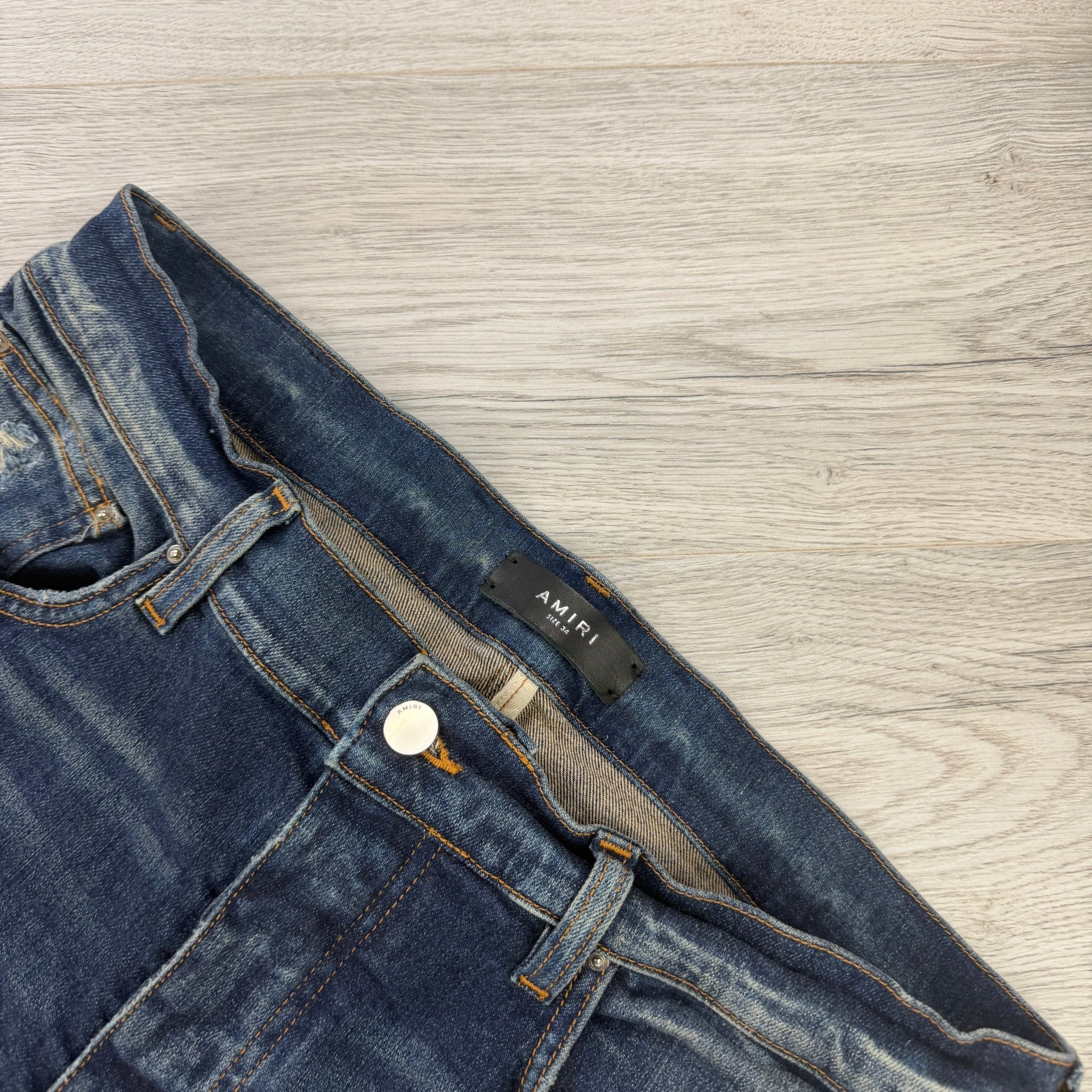 Amiri Men’s Blue MX1 Distressed Ripped Jeans - Morely TrendsAmiri Type here:)