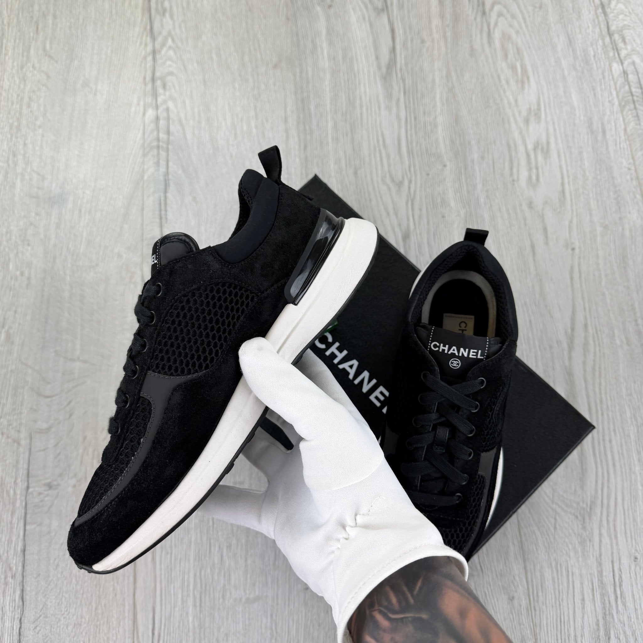 Chanel Men’s Black Low Suede Runners - Uk 7 - Morely TrendsChanel Type here:)