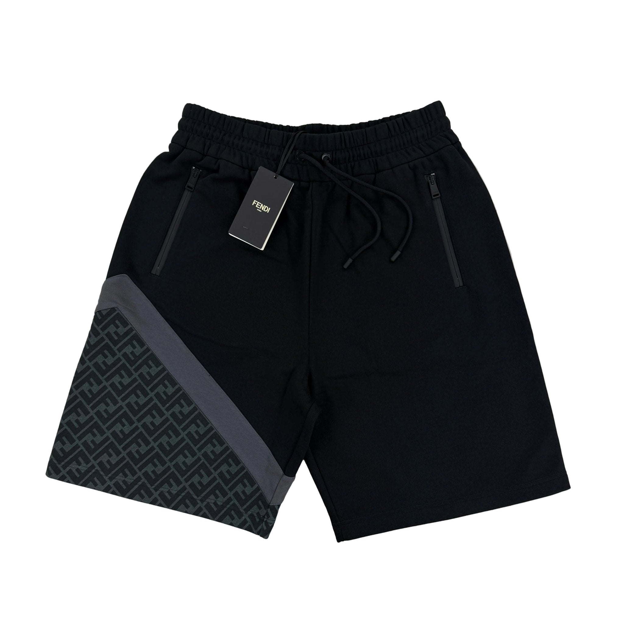 Fendi Men’s Black FF Cotton Diagonal Monogram Shorts - L/XL - Morely TrendsFendi Type here:)