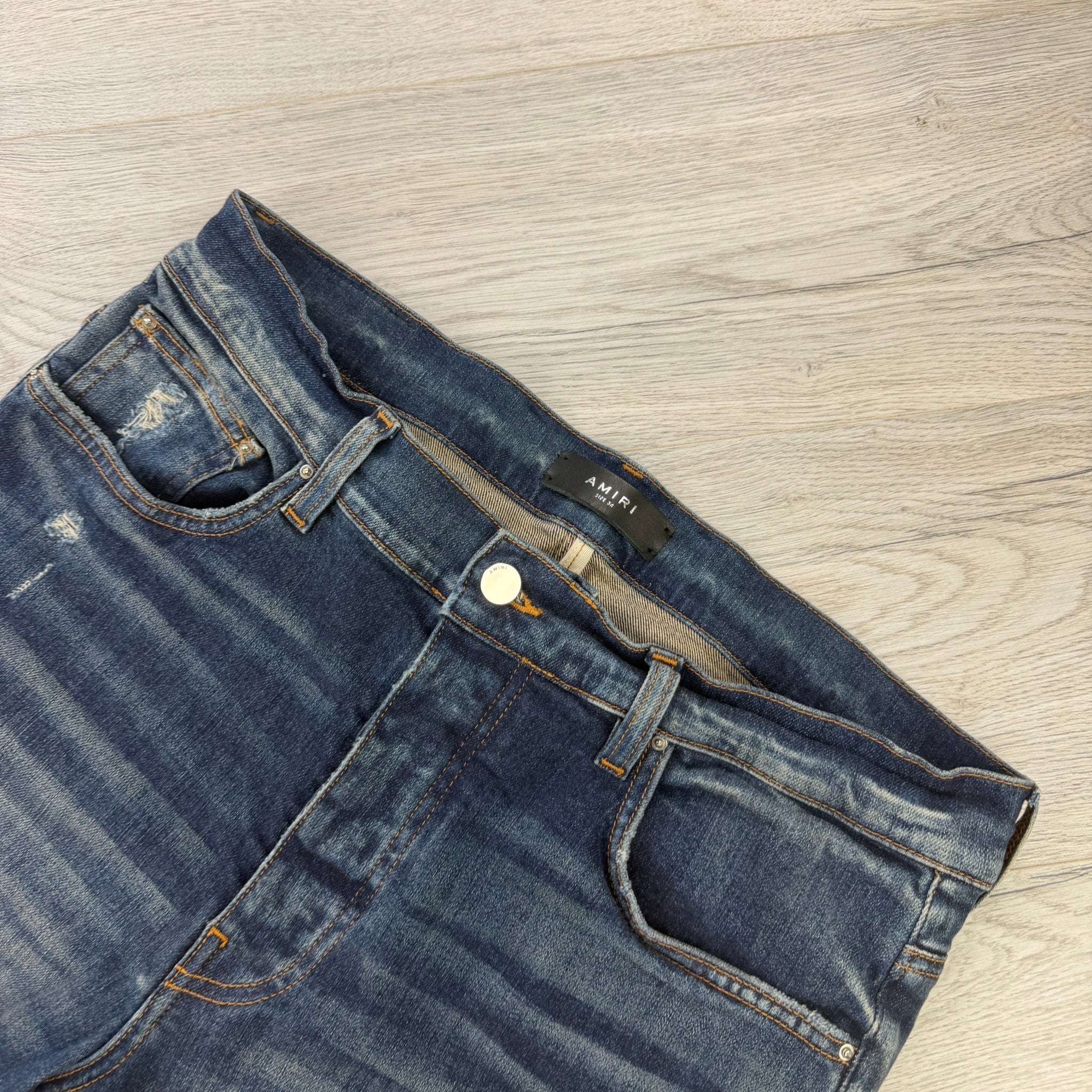 Amiri Men’s Blue MX1 Distressed Ripped Jeans - Morely TrendsAmiri Type here:)