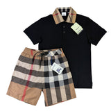 Burberry Men’s Black Polo Shirt & Shorts Set