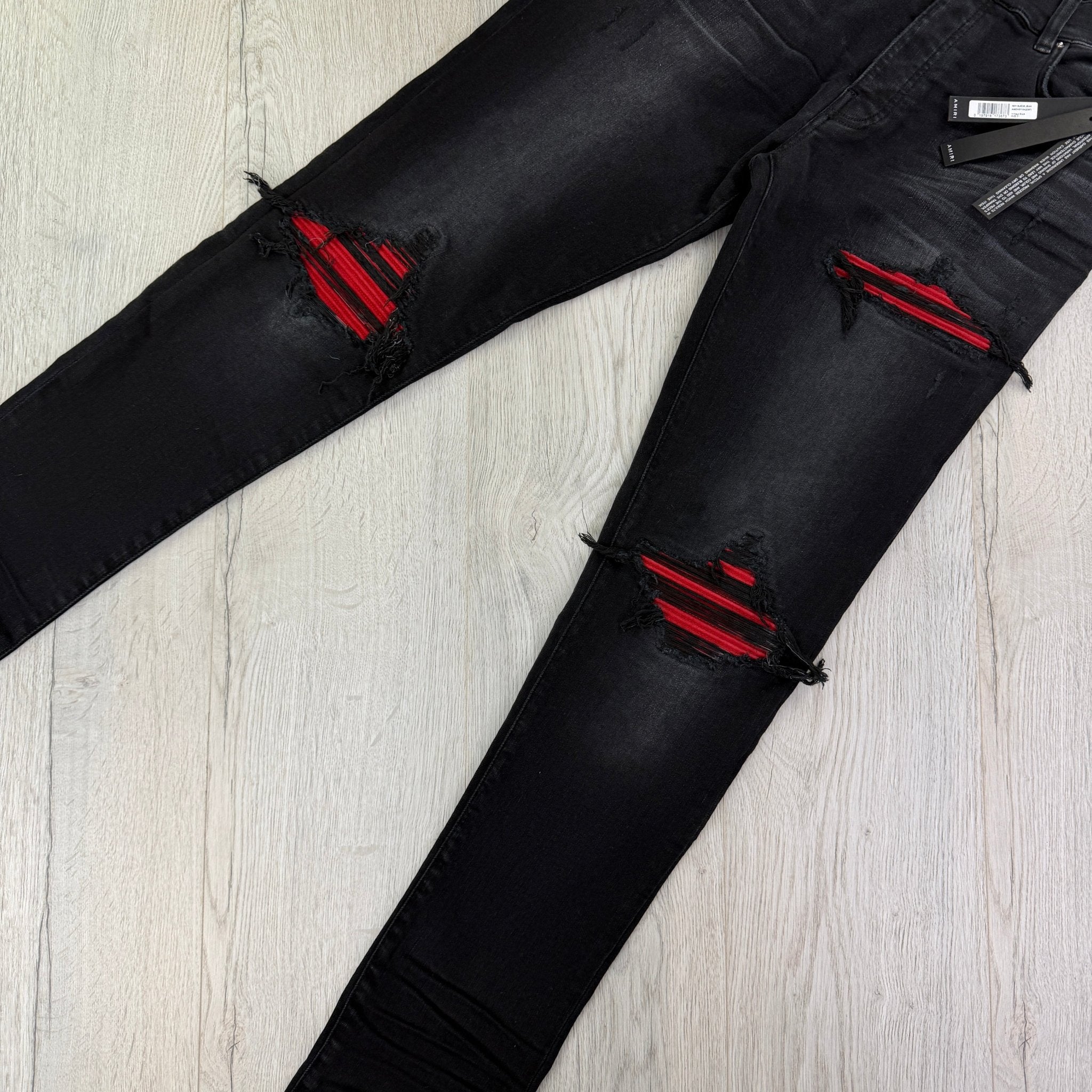 Amiri Men’s Black & Red Distressed Ripped Jeans - Uk 31 - Morely TrendsAmiri Type here:)