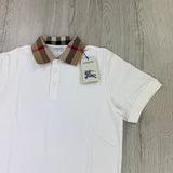 Burberry Men’s White Slim-Fit Checked Cotton-Piqué Polo Shirt