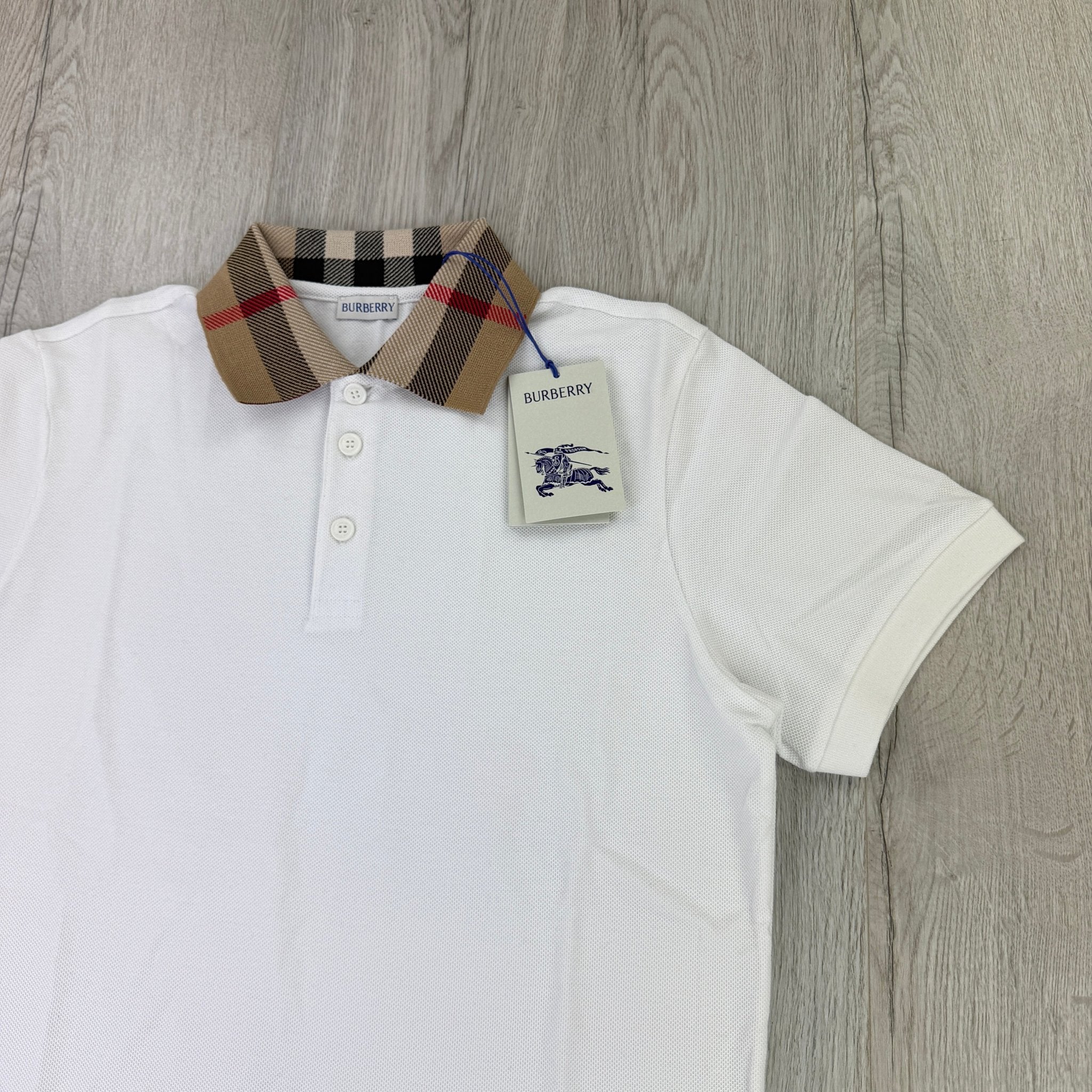 Burberry Men’s White Slim-Fit Checked Cotton-Piqué Polo Shirt - Morely TrendsBurberry Type here:)