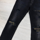 Amiri MX1 Men’s Black Distressed Core Camouflage Applique Jeans - Uk 36