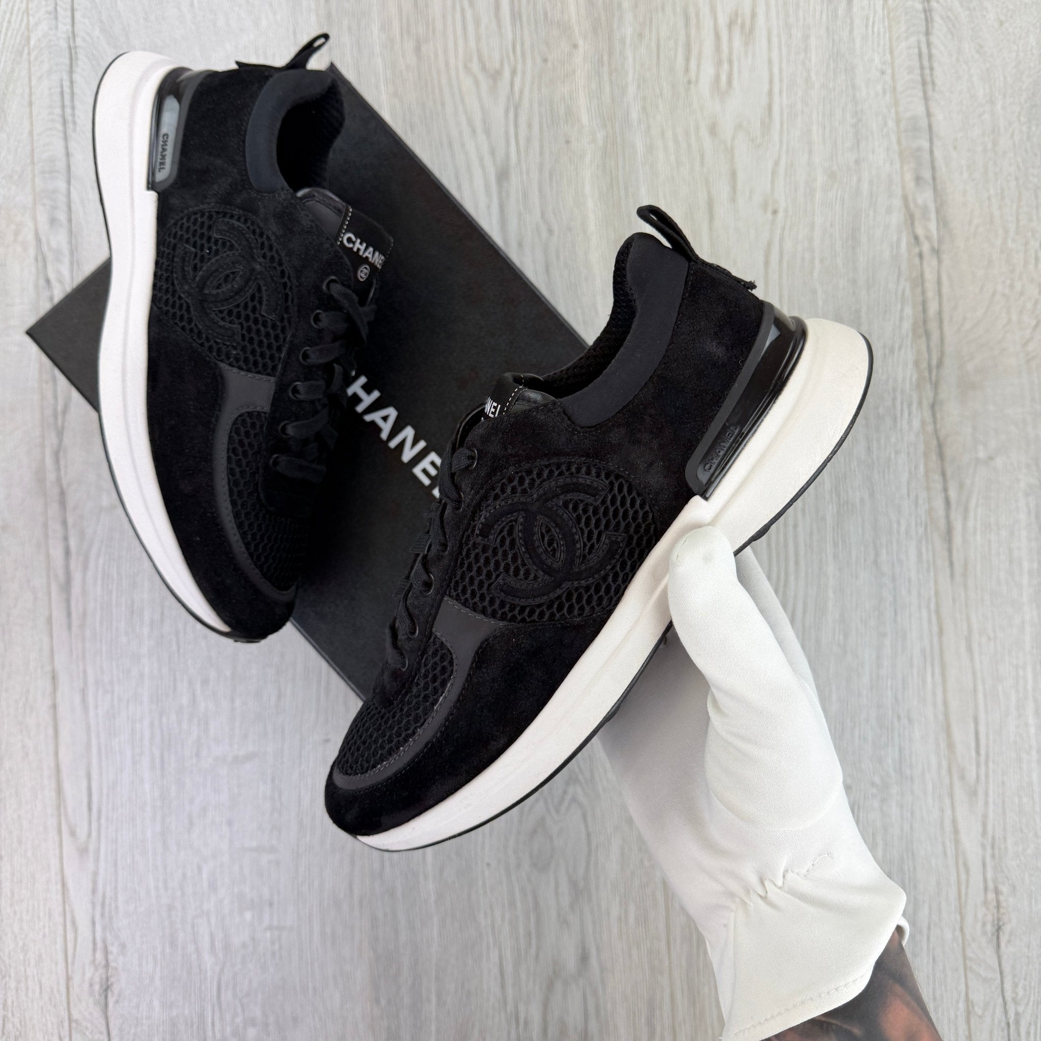 Chanel Men’s Black Low Suede Runners - Uk 7 - Morely TrendsChanel Type here:)
