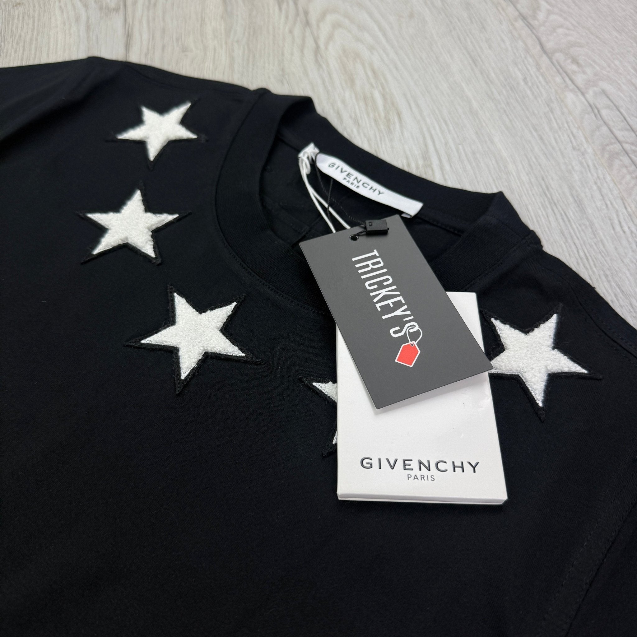 Givenchy Men’s Black T-shirt Neckline White Stars - Morely TrendsGivenchy Type here:)