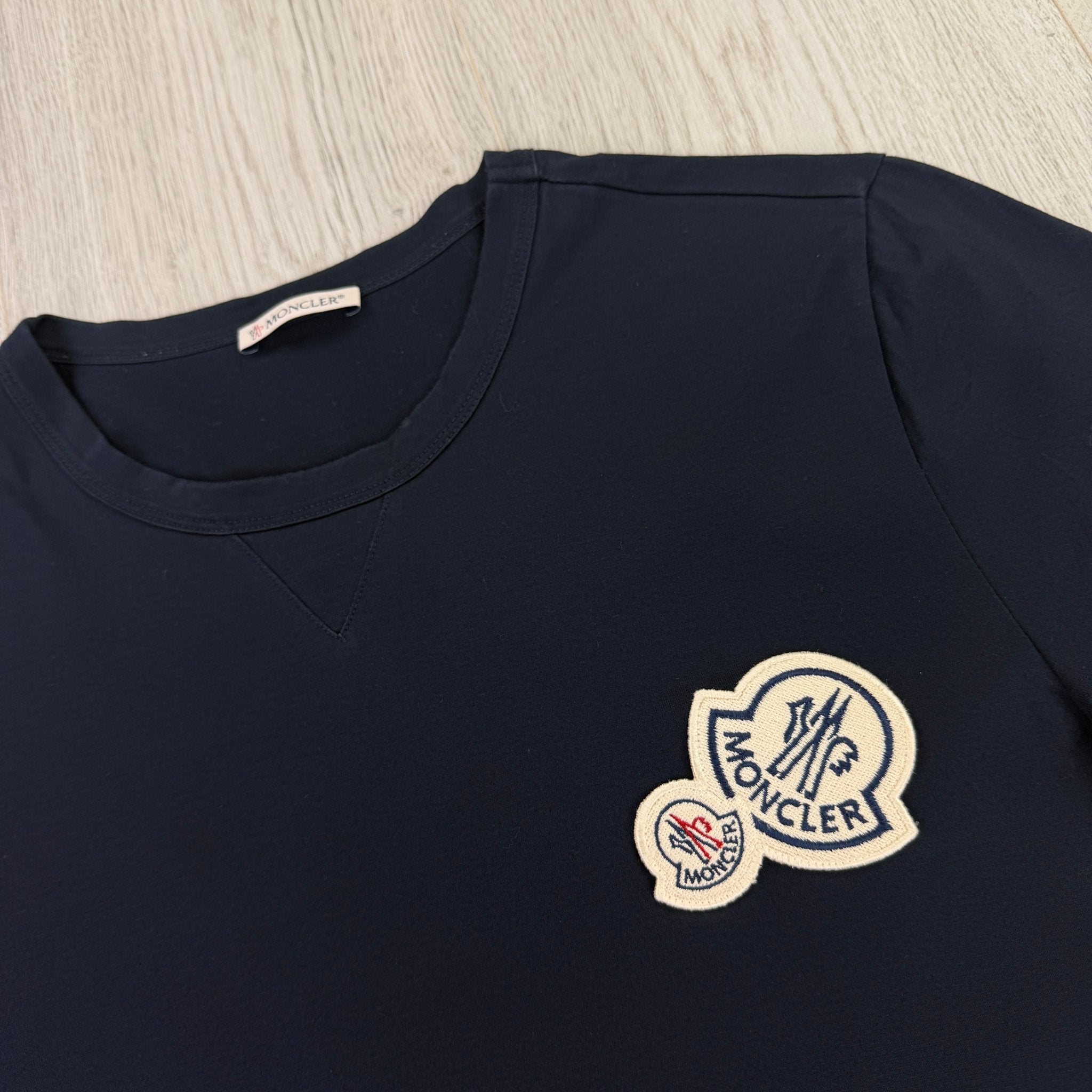 Moncler Men’s Double Logo Navy T-shirt - Morely TrendsMoncler Type here:)