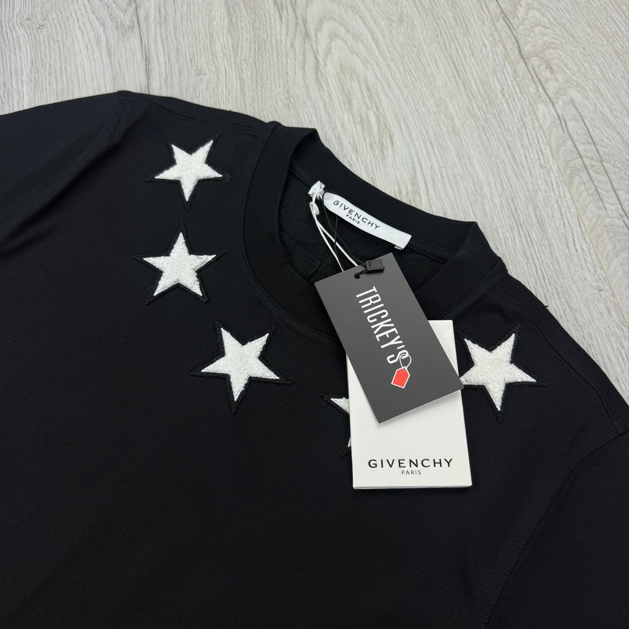Givenchy Men’s Black T-shirt Neckline White Stars - Morely TrendsGivenchy Type here:)