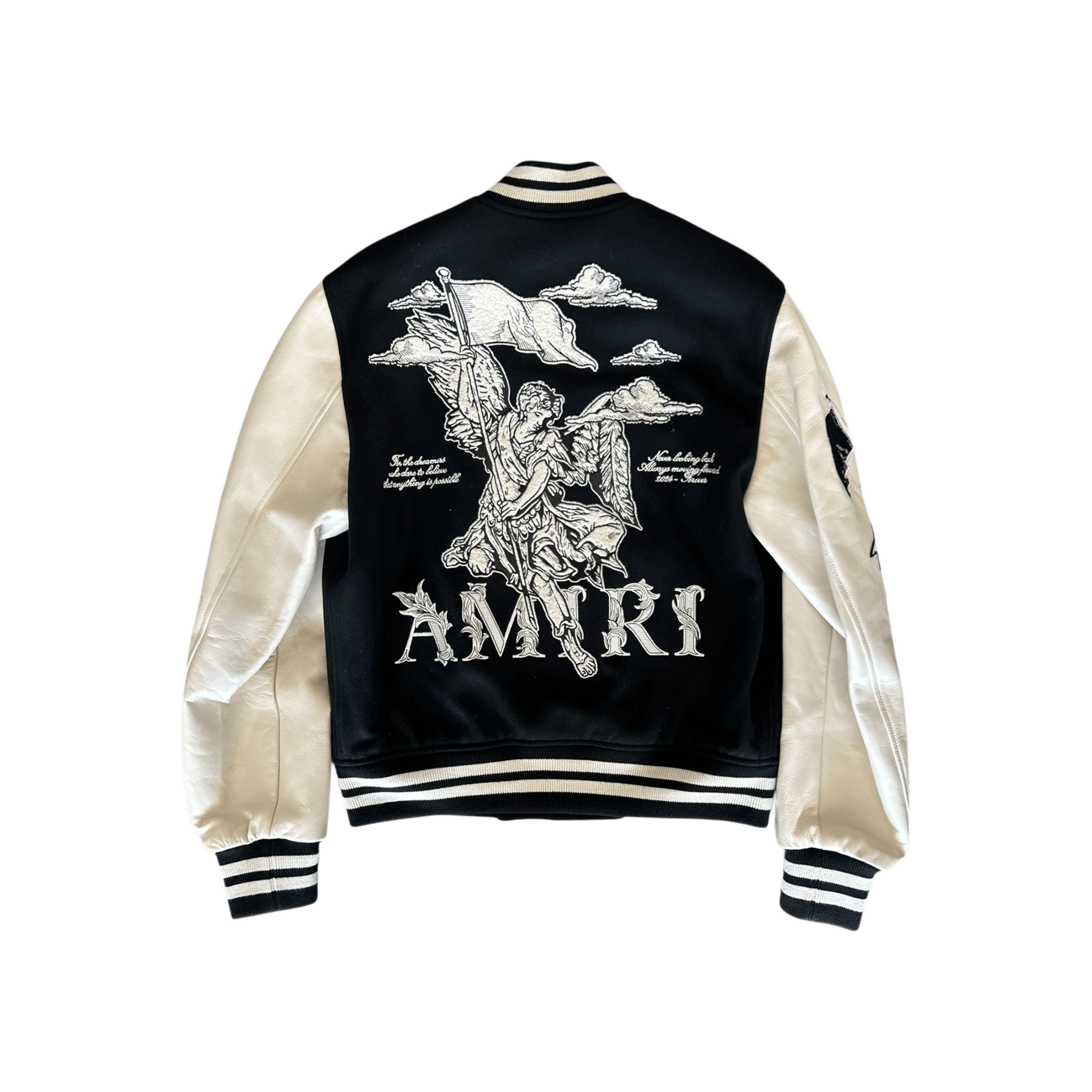 Amiri Black & White Angel Varsity Jacket - Morely TrendsAmiri Type here:)