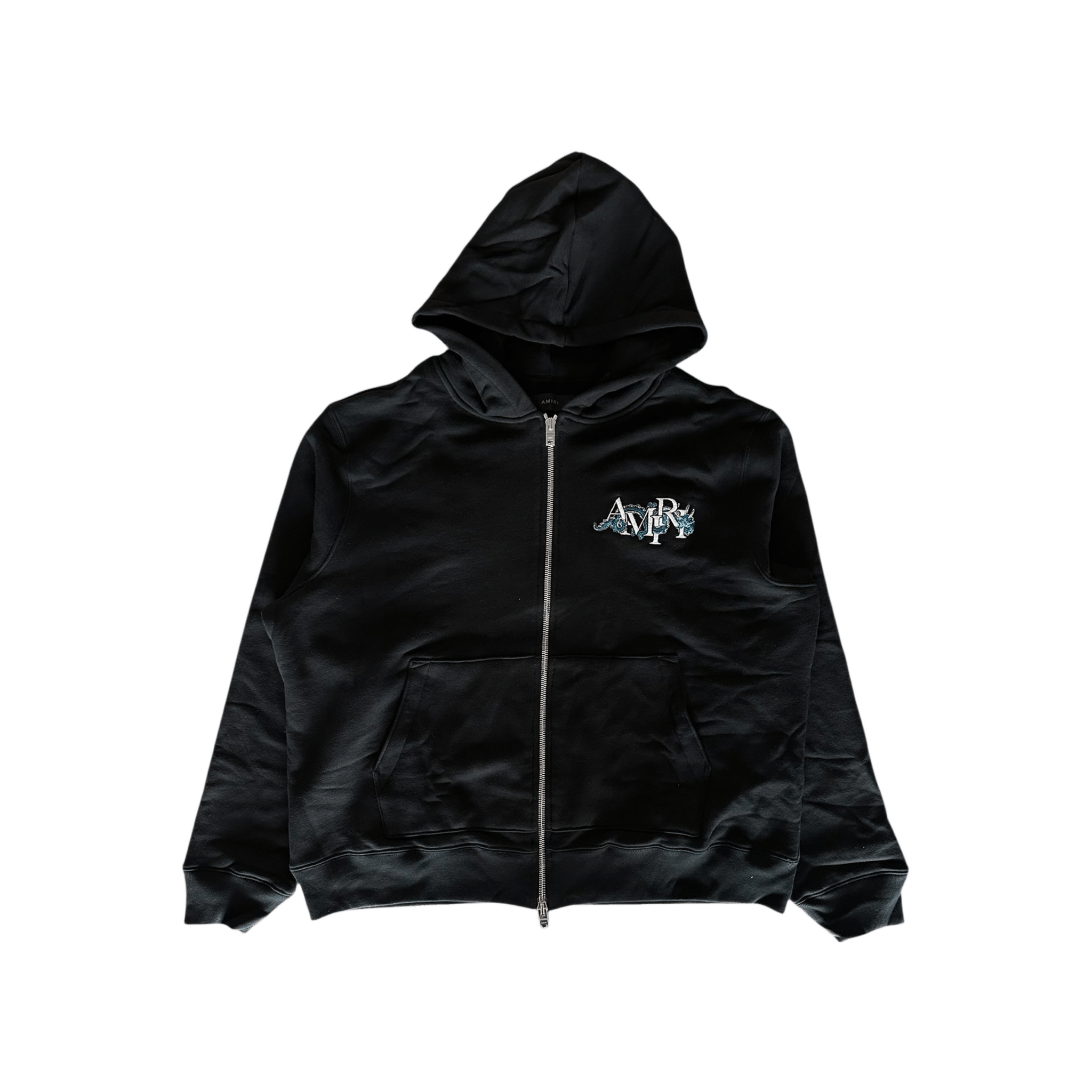 Amiri Black & White Embroidered Dragon Logo Zip Up Hoodie - Morely TrendsAmiri Type here:)