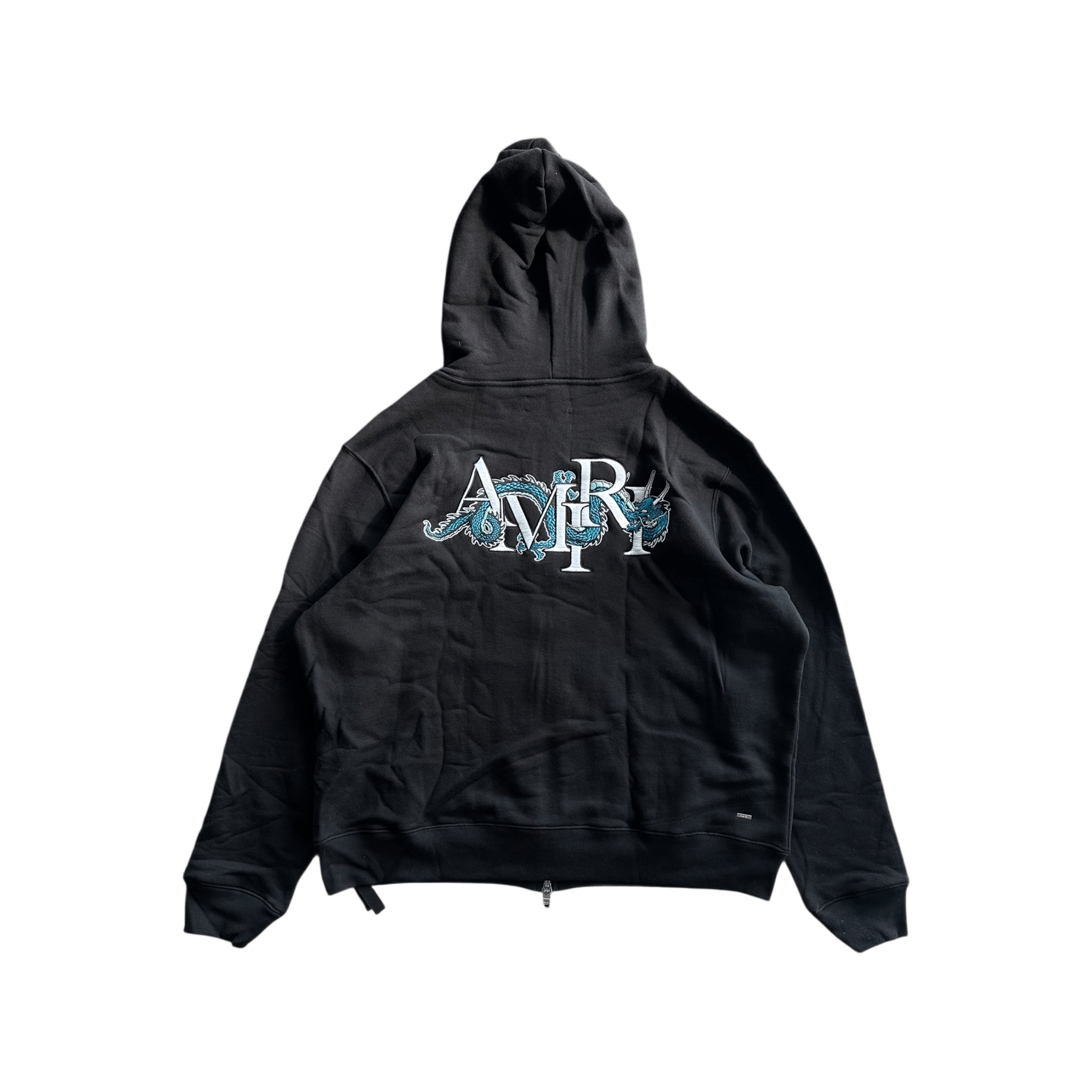 Amiri Black & White Embroidered Dragon Logo Zip Up Hoodie - Morely TrendsAmiri Type here:)