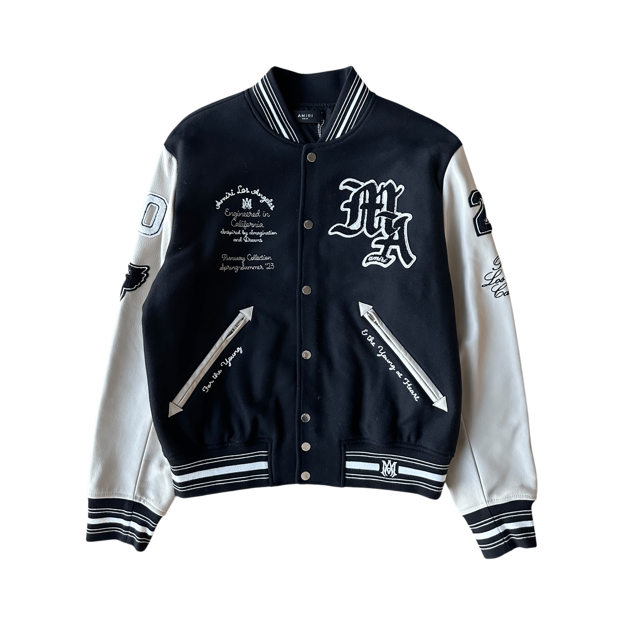 Amiri Black & White Imagination Varsity Jacket - Morely TrendsAmiri Type here:)