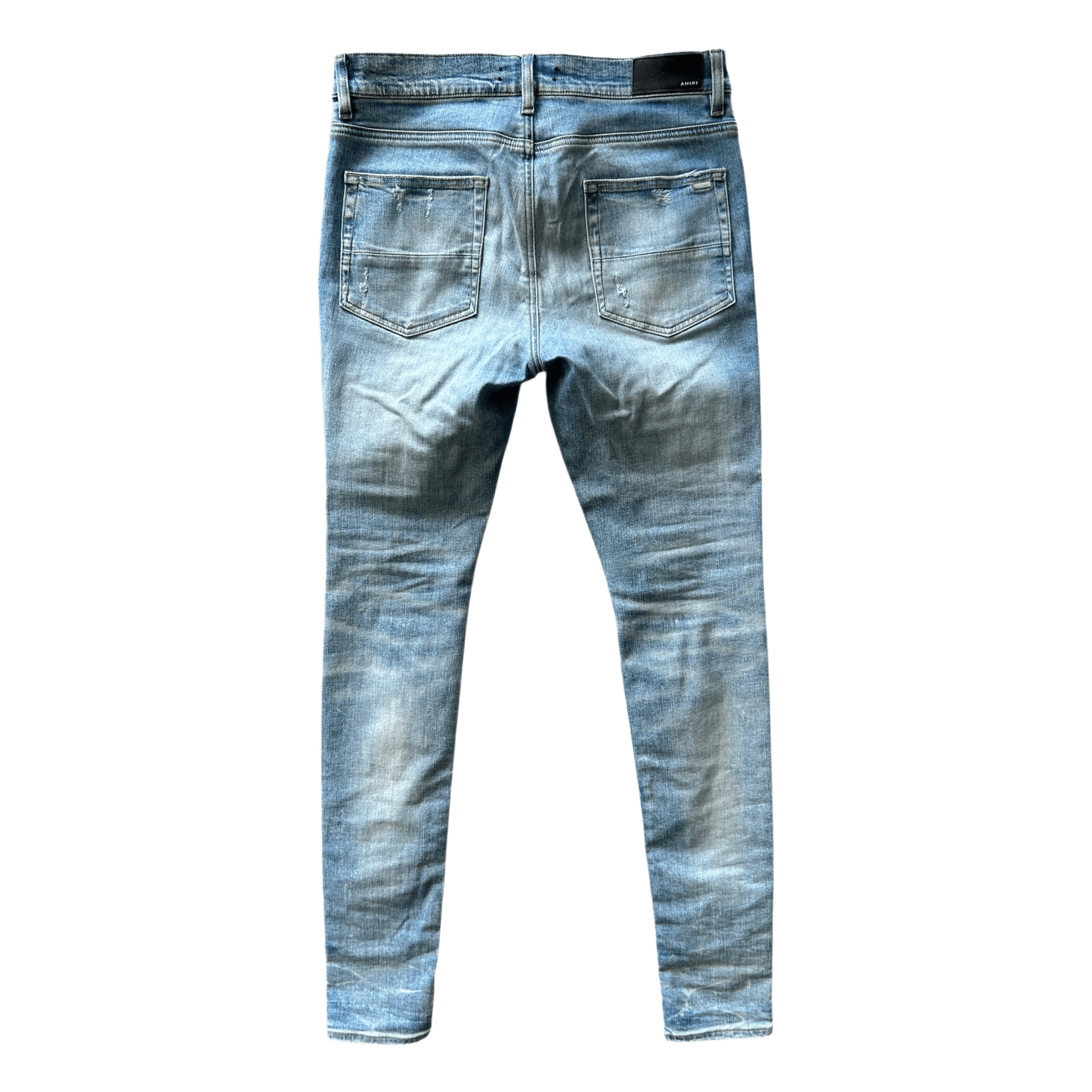 Amiri Blue Denim Core Applique Logo Distressed Jeans - Morely TrendsAmiri Type here:)