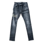 Amiri Faded Black Baroque Varsity Logo Jeans - Morely TrendsAmiri Type here:)