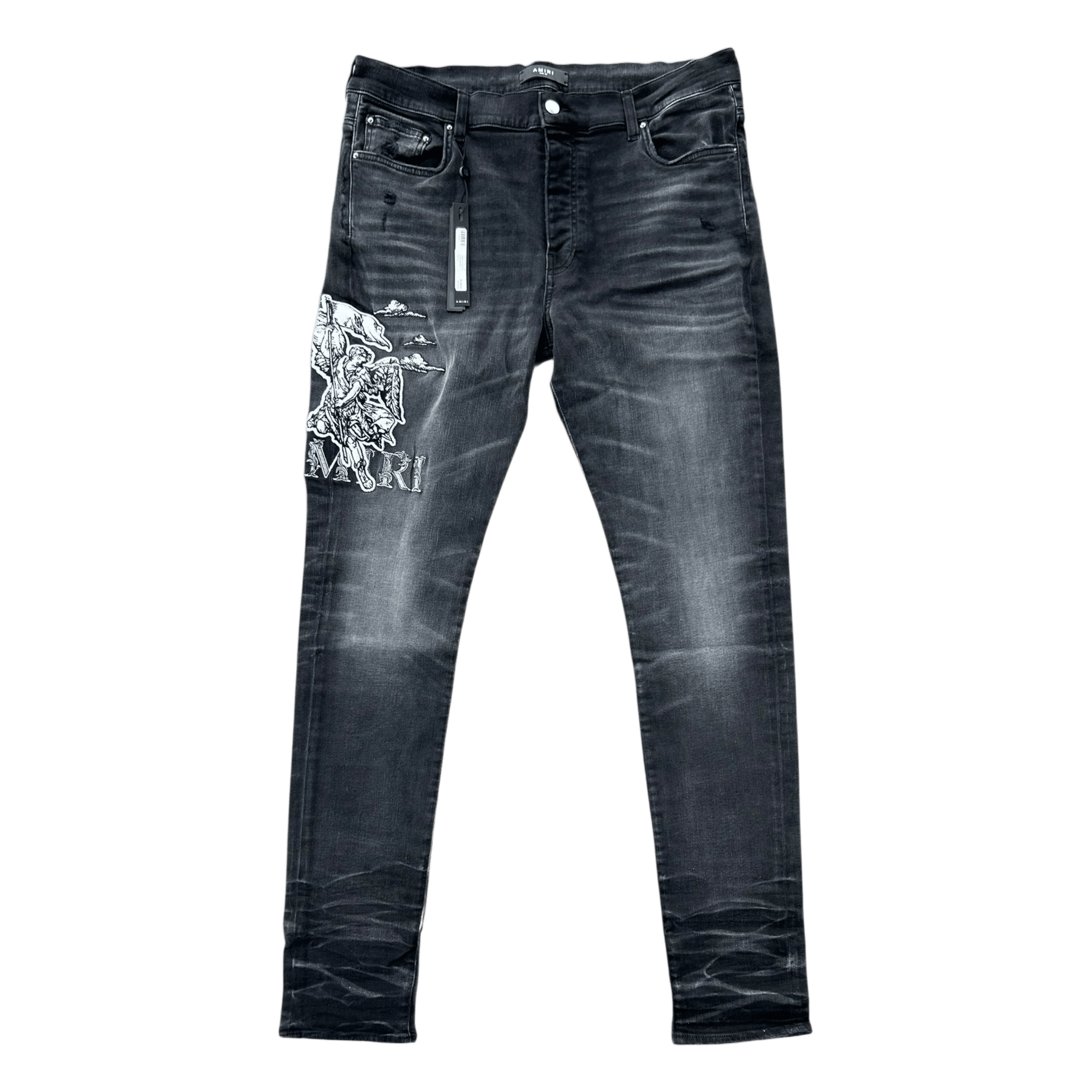 Amiri Faded Black & White Angel Logo Jeans - Morely TrendsAmiri Type here:)