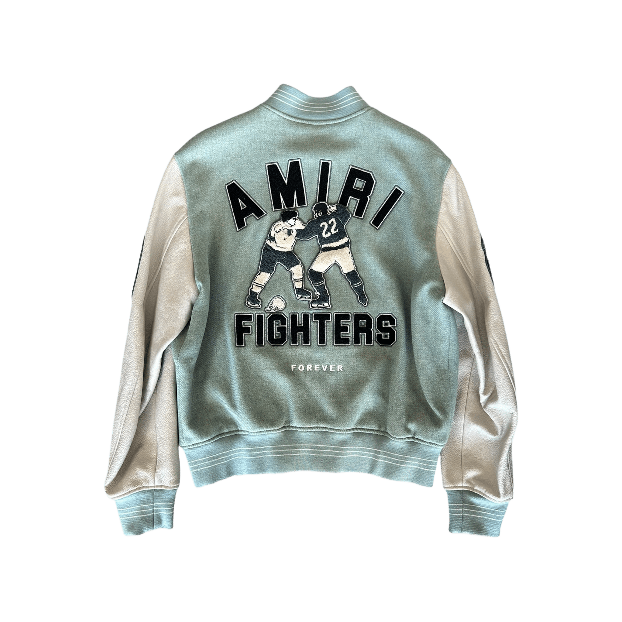 Amiri Frosty Green & White Fighters Varsity Jacket - Morely TrendsAmiri Type here:)