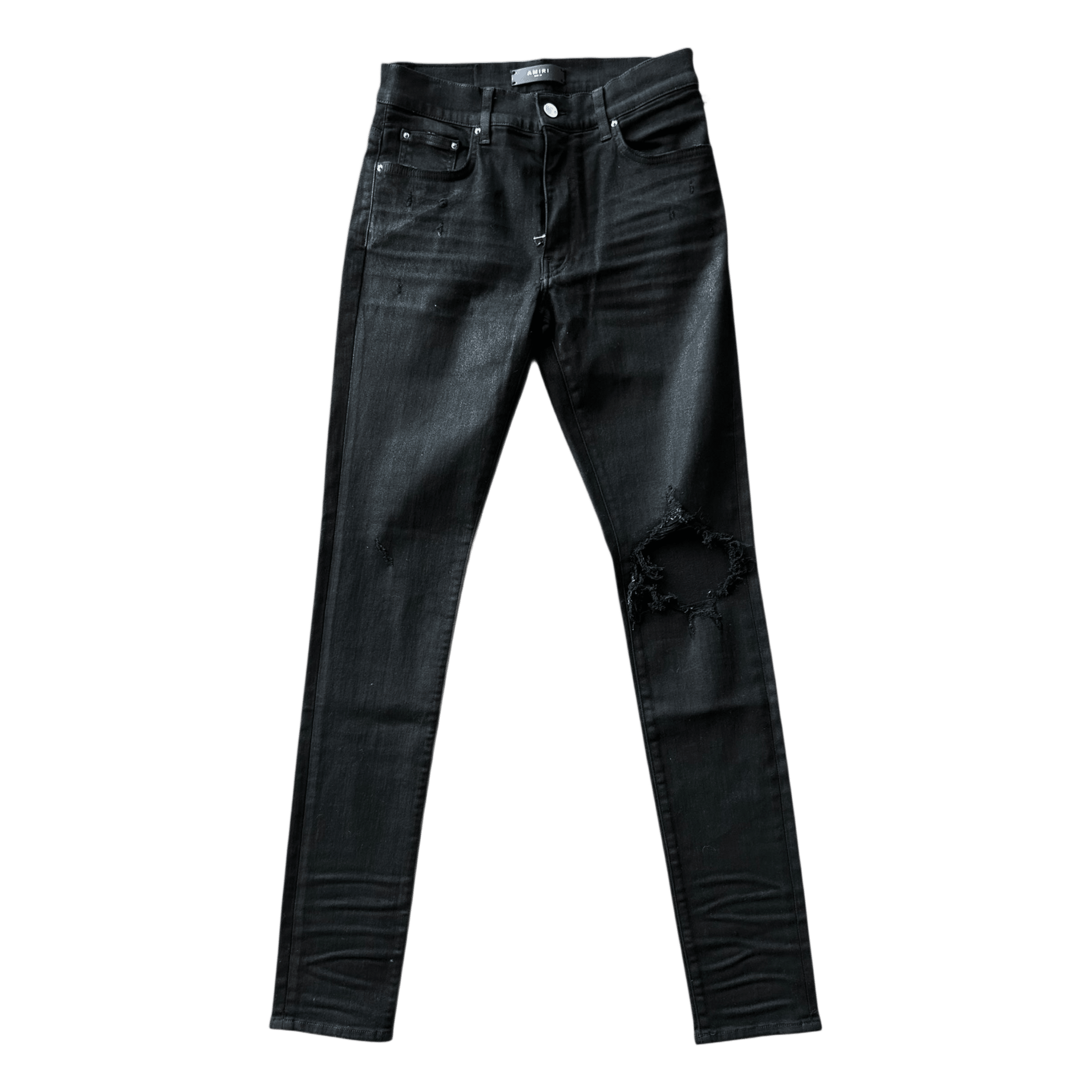 Amiri Washed Black Distressed Knee Jeans - Morely TrendsAmiri Type here:)