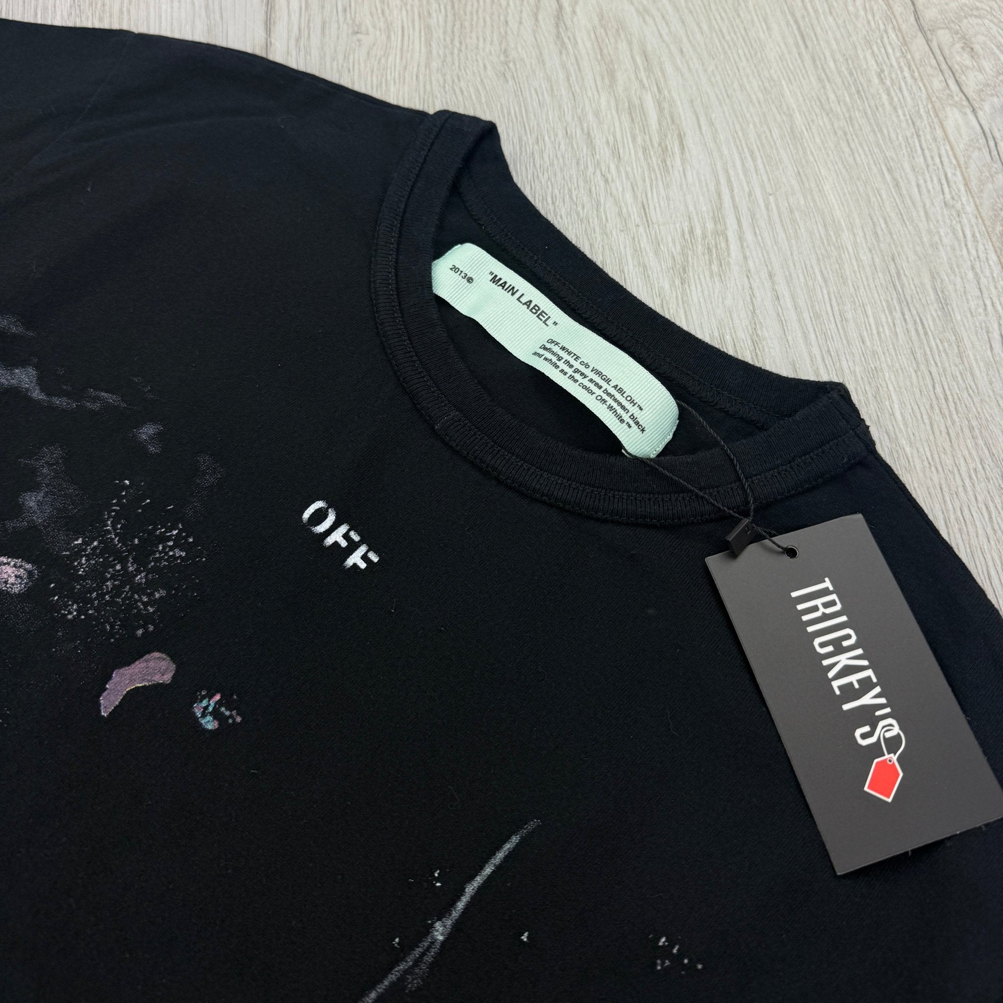 Off White Black Distressed Paint Splatter T-shirt - Morely TrendsOff white Type here:)
