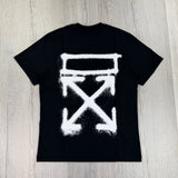 Off White Men’s Black T-shirt White Spray