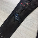 Amiri Men’s MX1 Aged Black Distressed Jeans - Uk 34