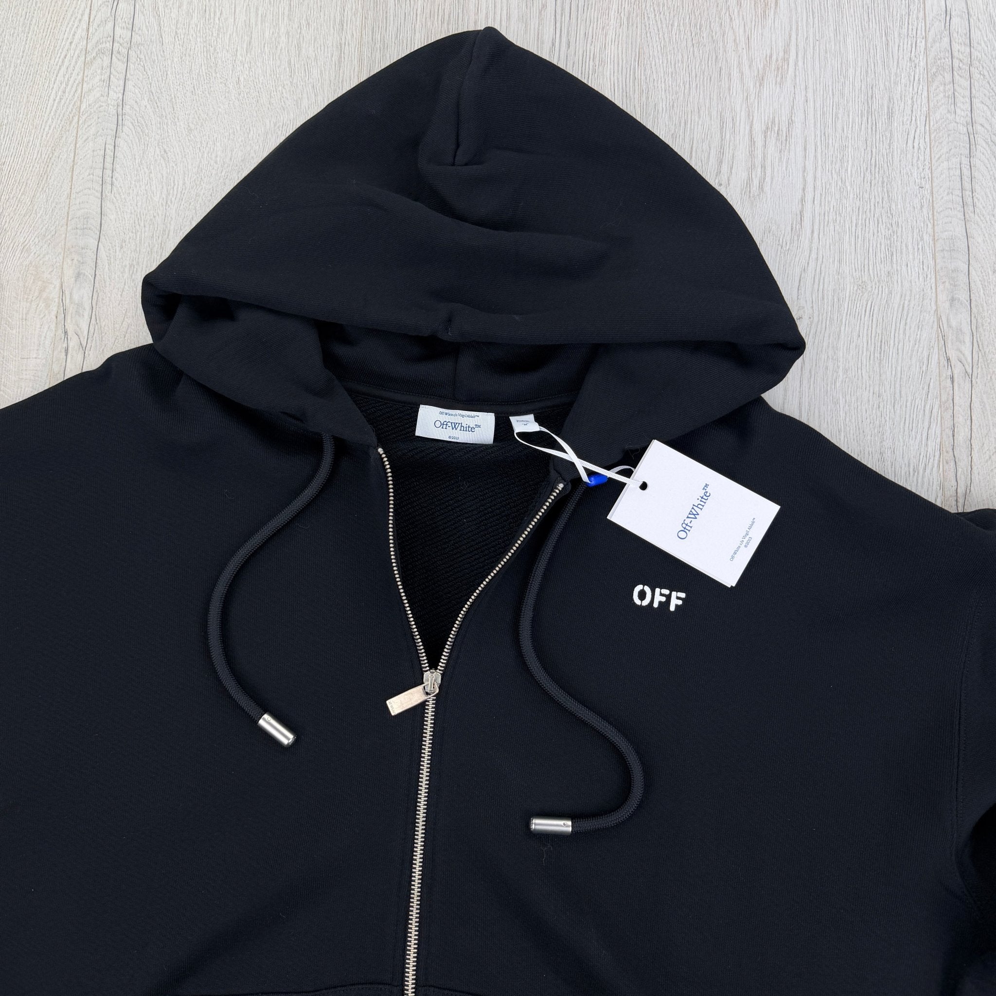 Off White Men’s Zip-up Black Hoodie - Medium - Morely TrendsOff white Type here:)
