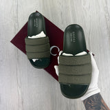 Gucci Men’s Olive Green GG Monogram Canvas Sliders