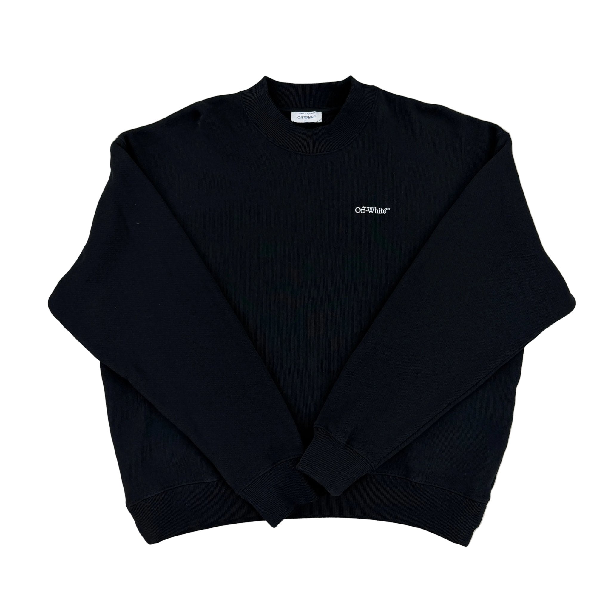 Off White Men’s Black Crewneck Jumper Oversized - Large - Morely TrendsOff white Type here:)