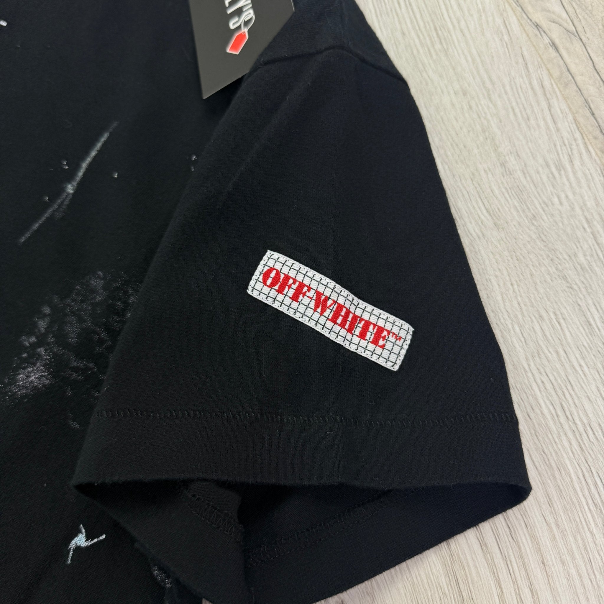 Off White Black Distressed Paint Splatter T-shirt - Morely TrendsOff white Type here:)