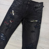 Amiri Men’s MX1 Aged Black Distressed Jeans - Uk 34