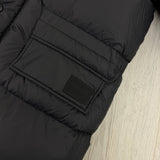 Burberry Men’s Haworth Hooded Check Black Down Jacket - Small (Fit Medium)