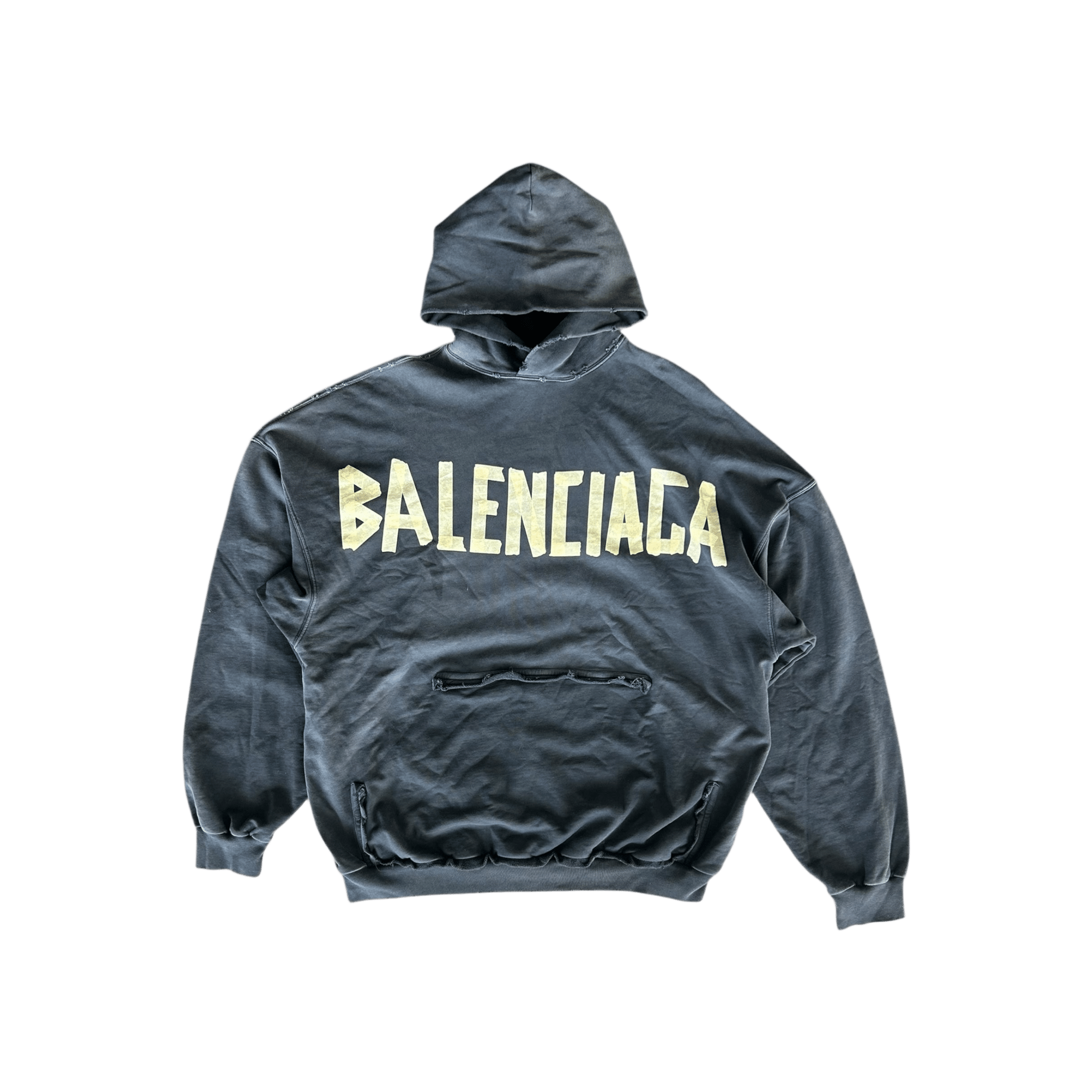 Balenciaga Black & Beige Tape Logo Hoodie - Morely TrendsBalenciaga Type here:)