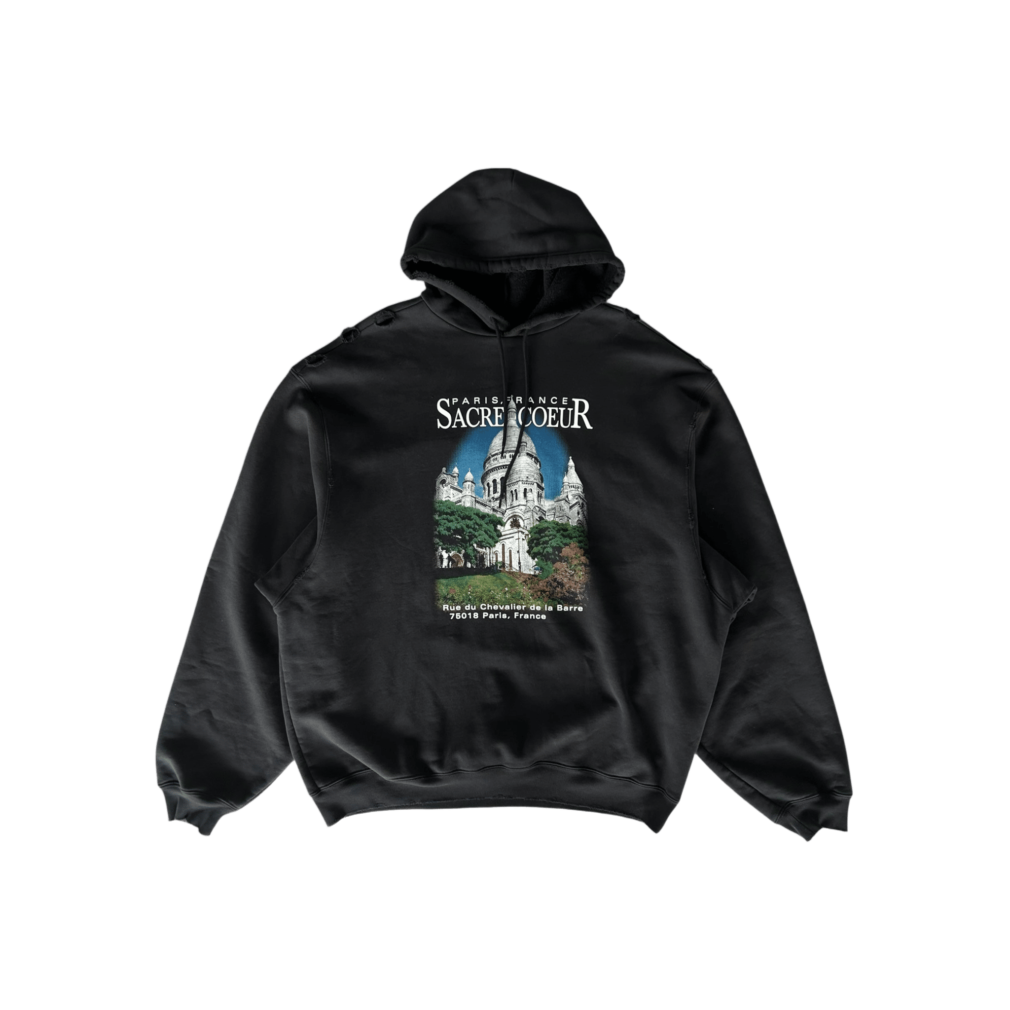 Balenciaga Black Notre Dame Distressed Hoodie - Morely TrendsBalenciaga Type here:)