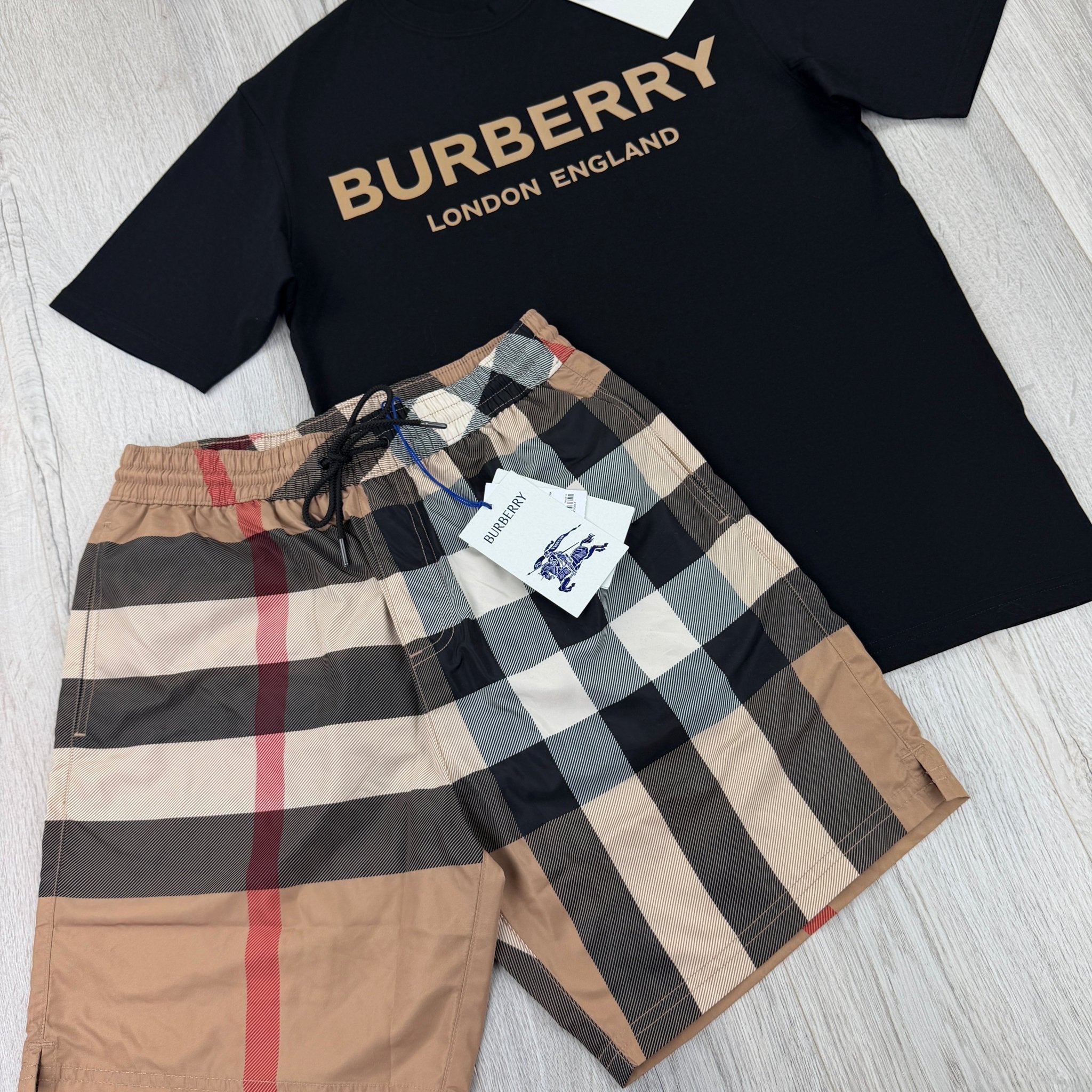 Burberry Men’s Black T-shirt & Shorts Set - Morely TrendsBurberry Type here:)