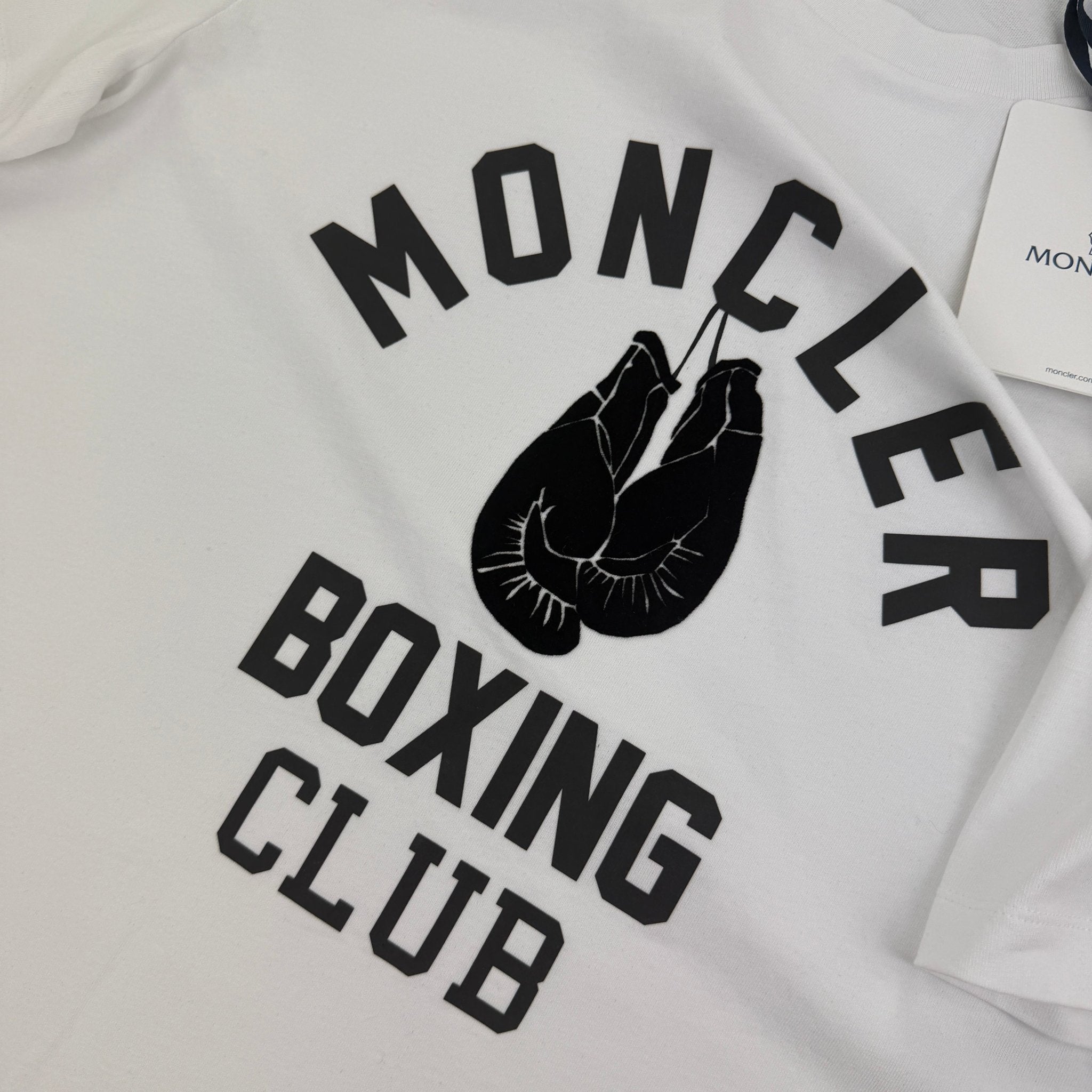 Moncler Men’s ‘Boxing Club’ White T-shirt - Large - Morely TrendsMoncler Type here:)