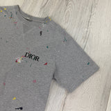 Dior Men’s Grey Paint Splattered T Shirt - Large