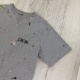Dior Men’s Grey Paint Splattered T Shirt