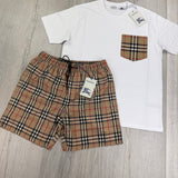 Burberry Men’s White T-shirt & Shorts Set