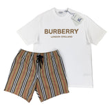 Burberry Men’s White T-shirt & Shorts Set