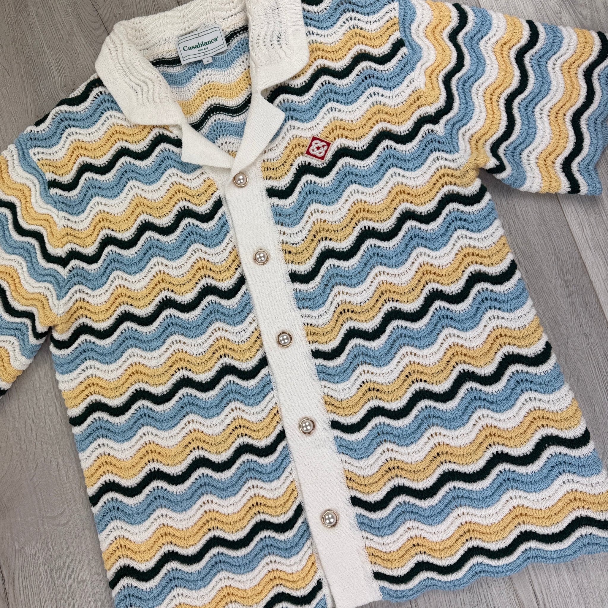 Casablanca Men’s Tennis Stripe Crochet Short Sleeve Shirt & Shorts Set - XL - Morely TrendsCasablanca Type here:)